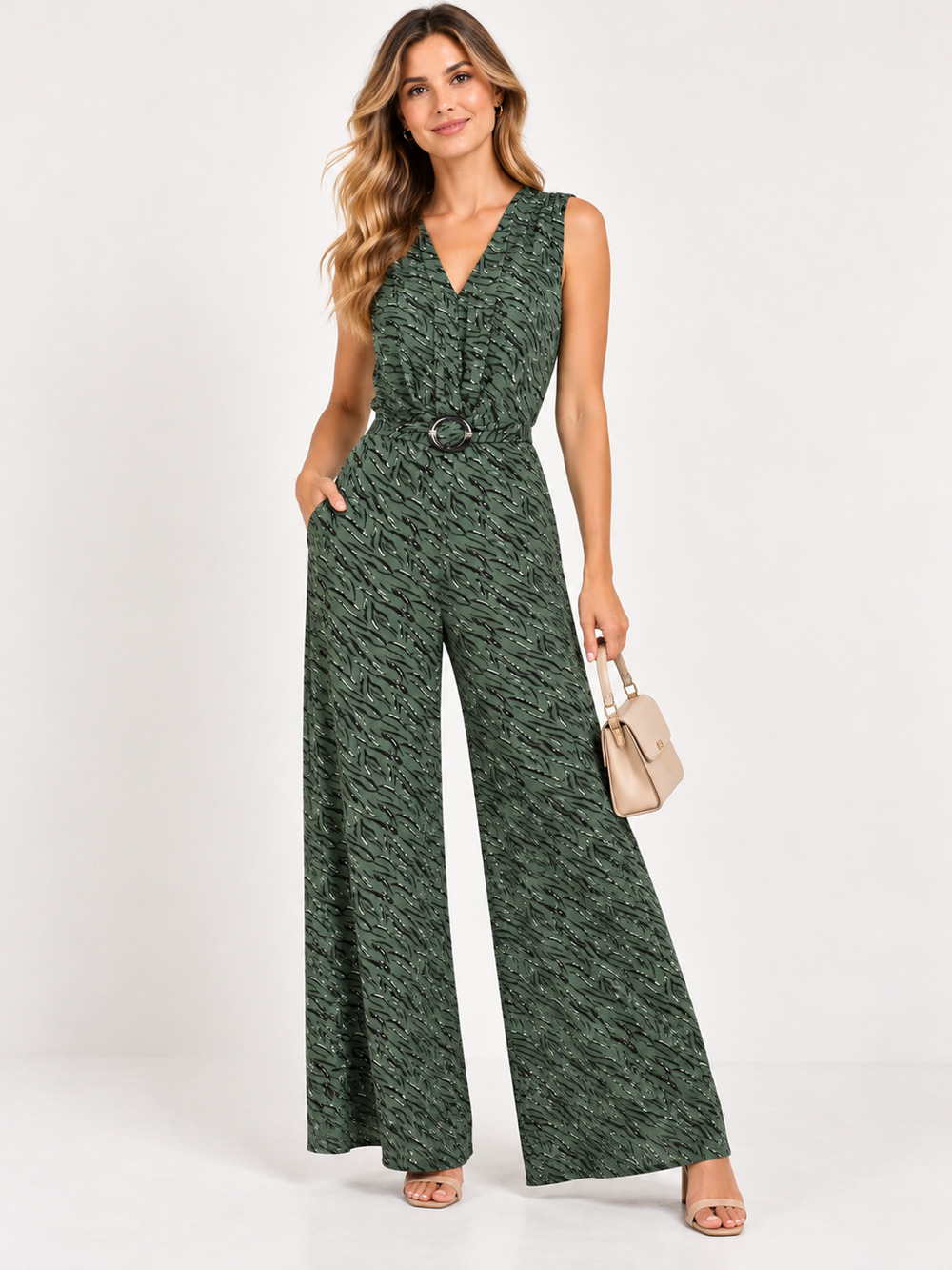 NWT Gilli Stevie V-Neck Jumpsuit Dark Green 2X Stitch Fix 351402858
